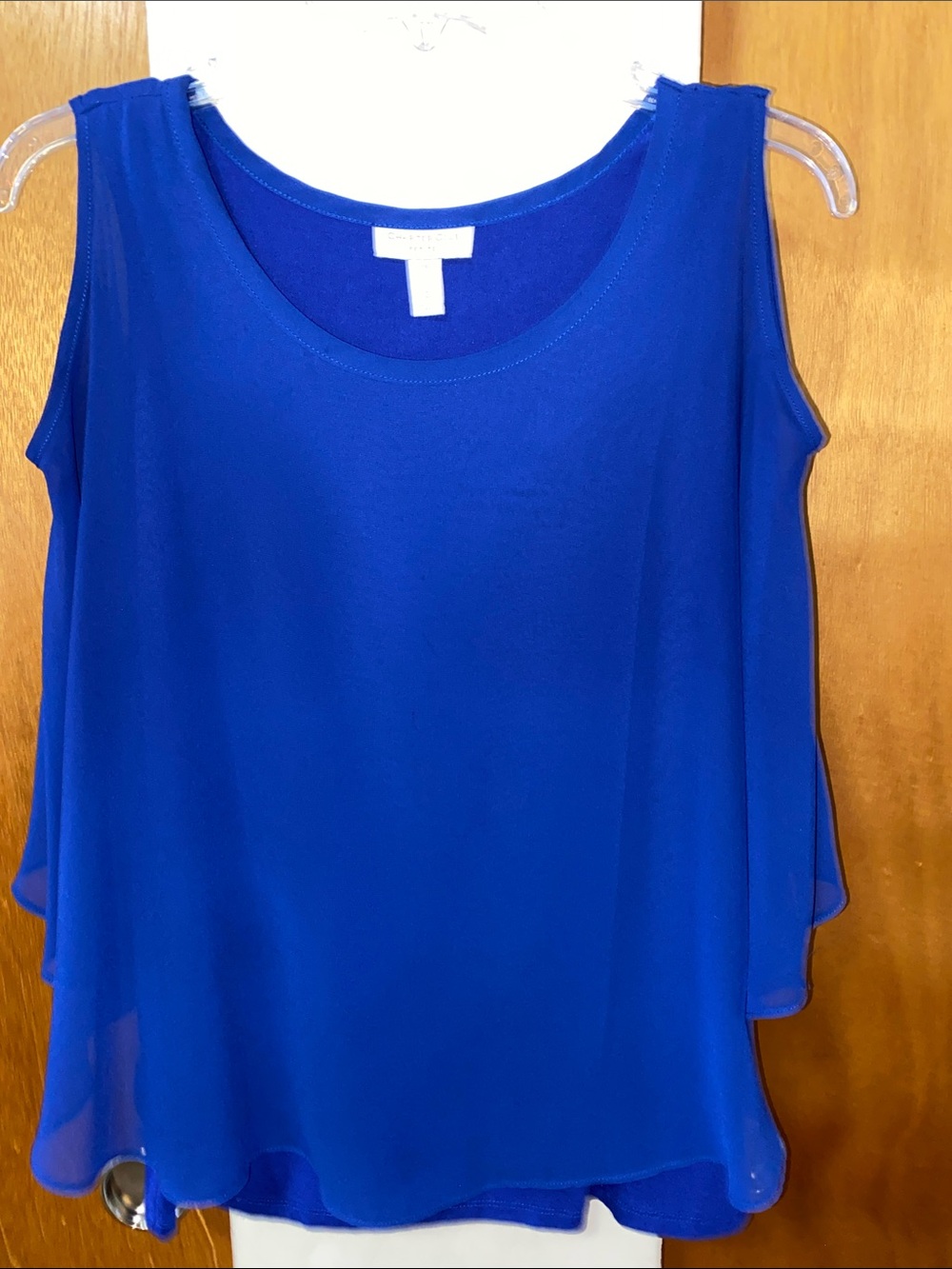 💙EUC Worn Once Charter Club Petite Royal Blue Scoop Chiffon Short Sleeve Blouse